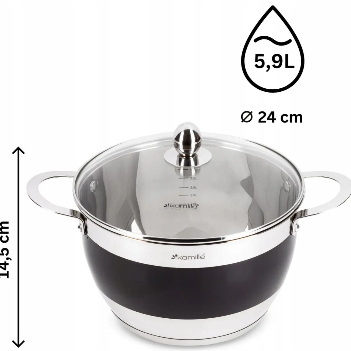 Nowoczesny komplet zestaw garnków indukcja 2/2,7/3,6/5,9L