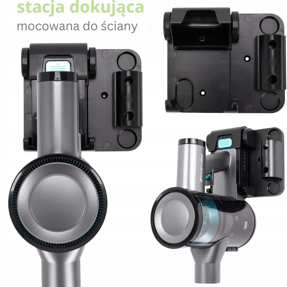 Odkurzacz pionowy bezprzewodowy FILTR HEPA + akcesoria 0,6L MOCNY