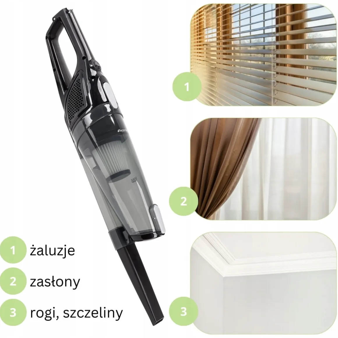 Odkurzacz pionowy/ręczny 2w1 z filtrem HEPA + akcesoria