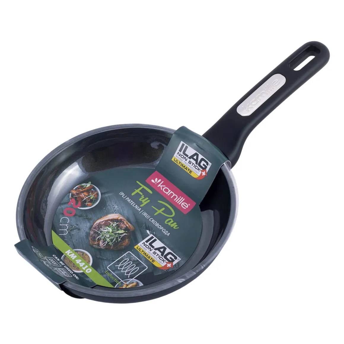 Patelnia 20cm solidna z powłoką "ILAG"