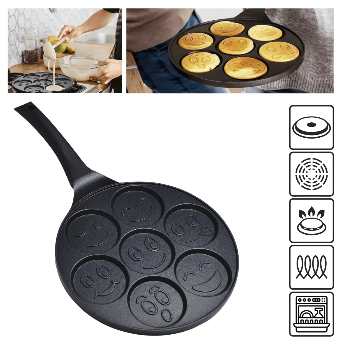 Patelnia do pancakes naleśników jajek BUŹKI MINKI EMOTKI