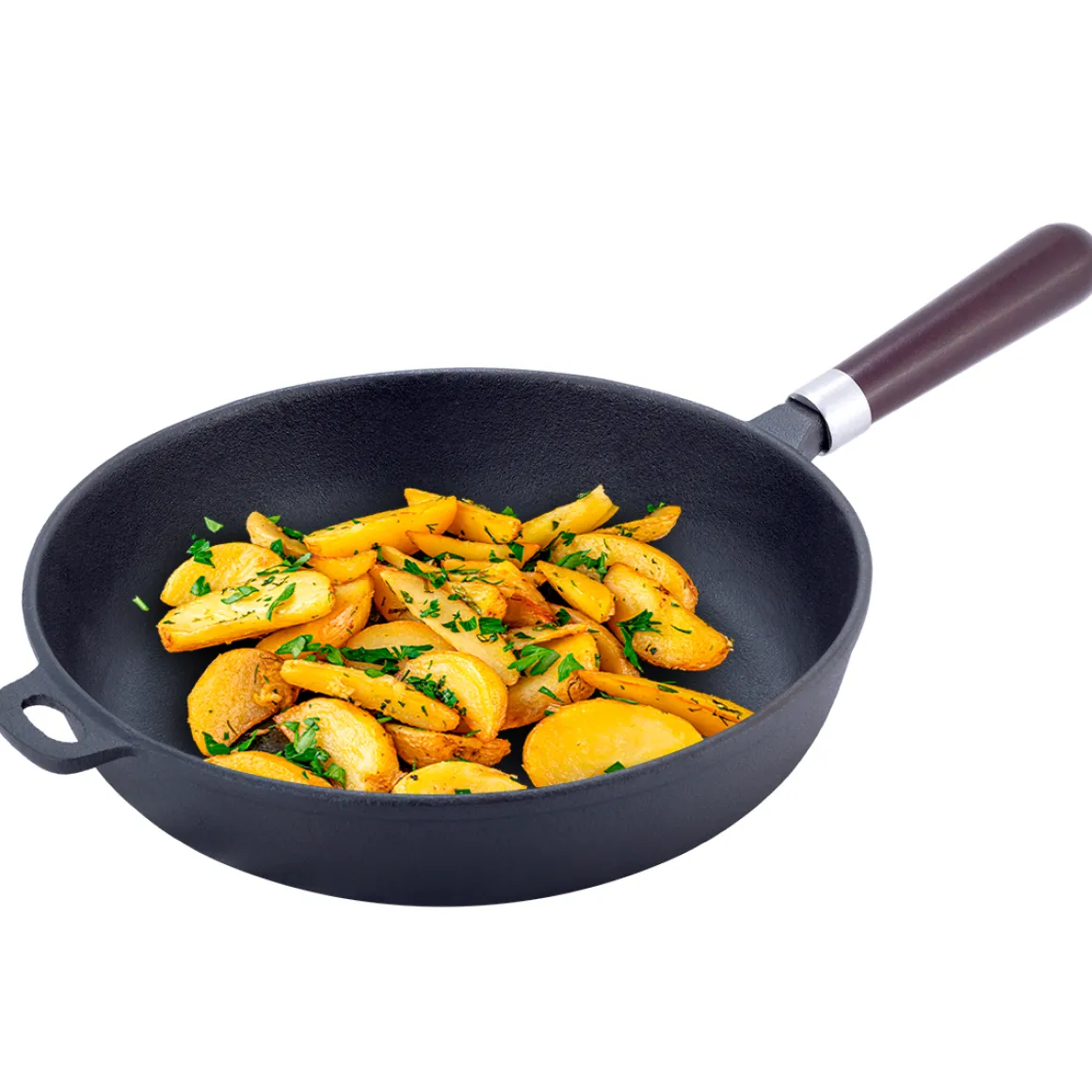 Patelnia żeliwna solidna głęboka 28 cm