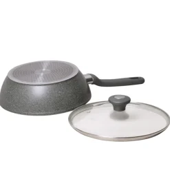 Patelnia głęboka wok granitowa 24cm z pokrywką