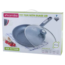 Patelnia granitowa 30cm z pokrywką