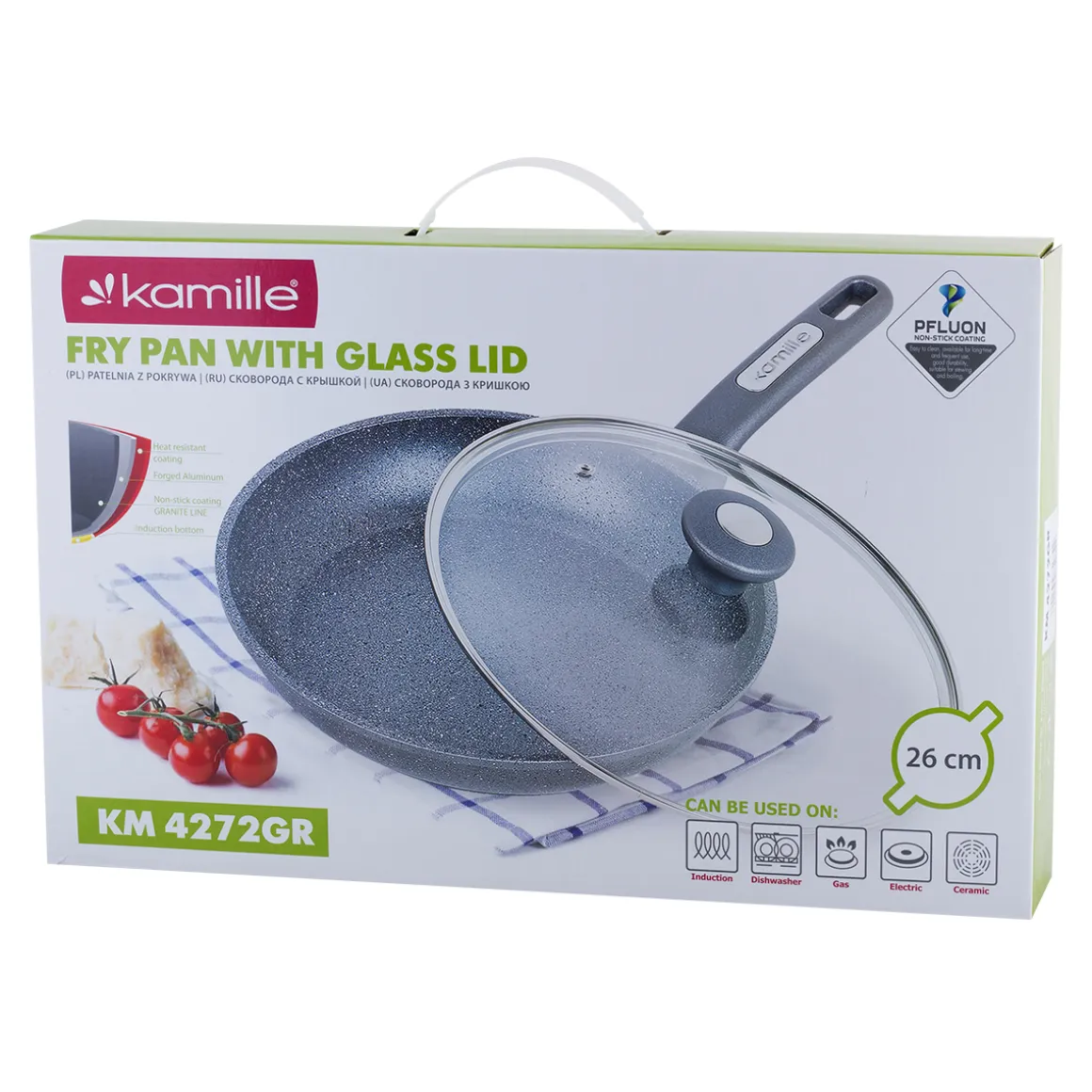 Patelnia granitowa 26cm z pokrywką