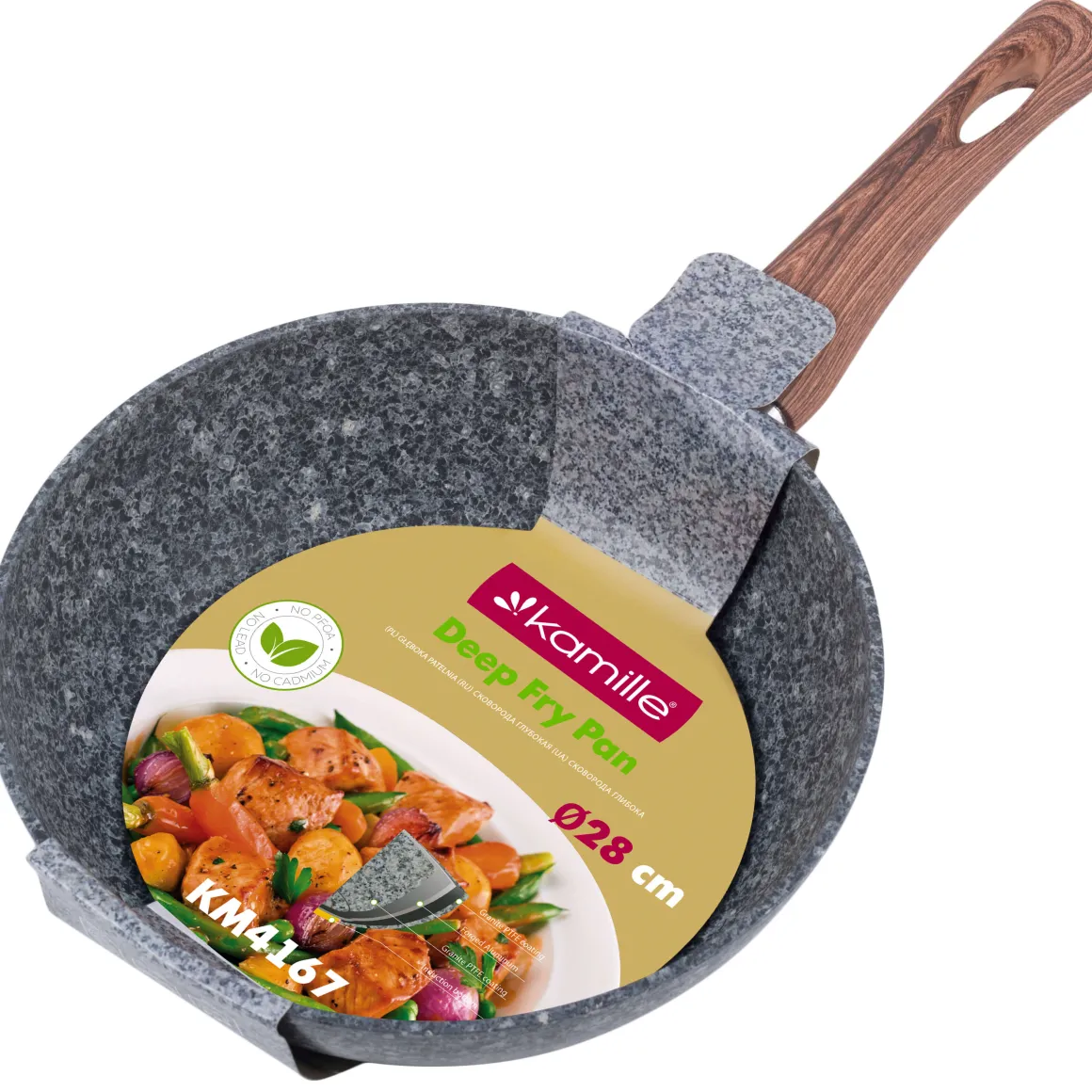 Patelnia granitowa głęboka, wok 28cm