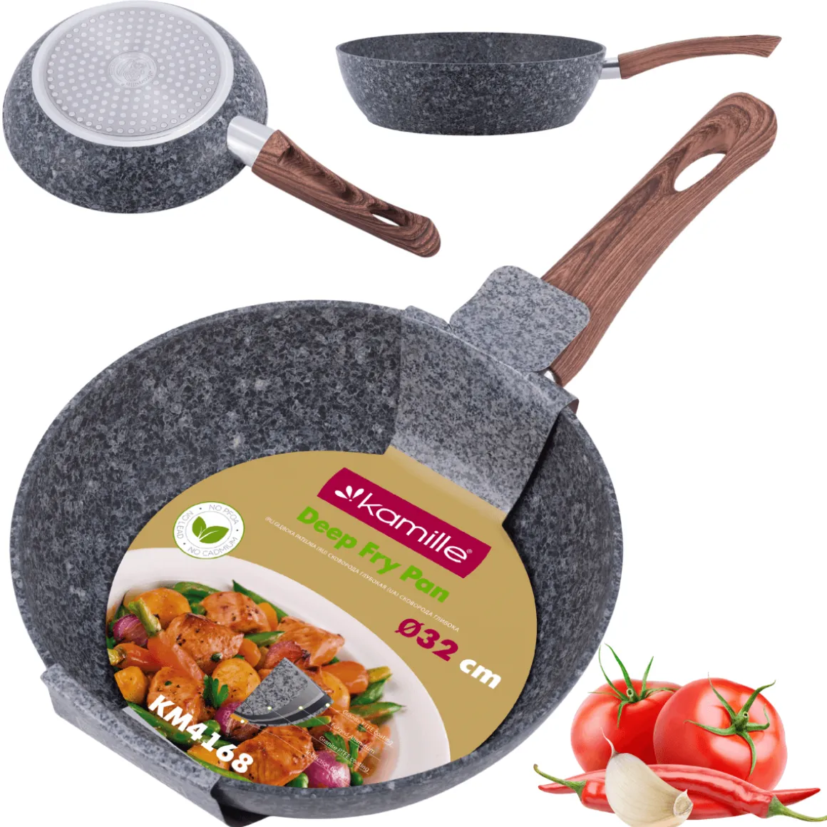 Patelnia granitowa głęboka, wok 32cm