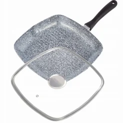 Patelnia grillowa granitowa 28cm z pokrywką
