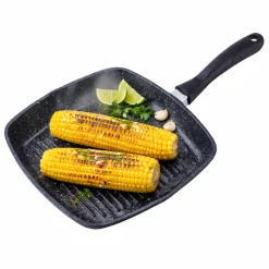 Patelnia grillowa marmurowa 28cm z pokrywką