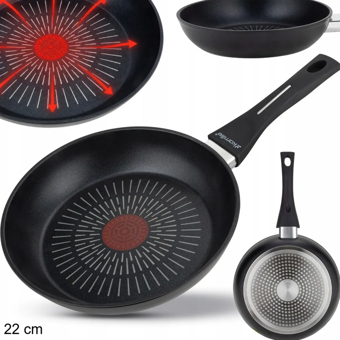 Patelnia tradycyjna nieprzywierająca solidna 22 cm gaz indukcja Kamille