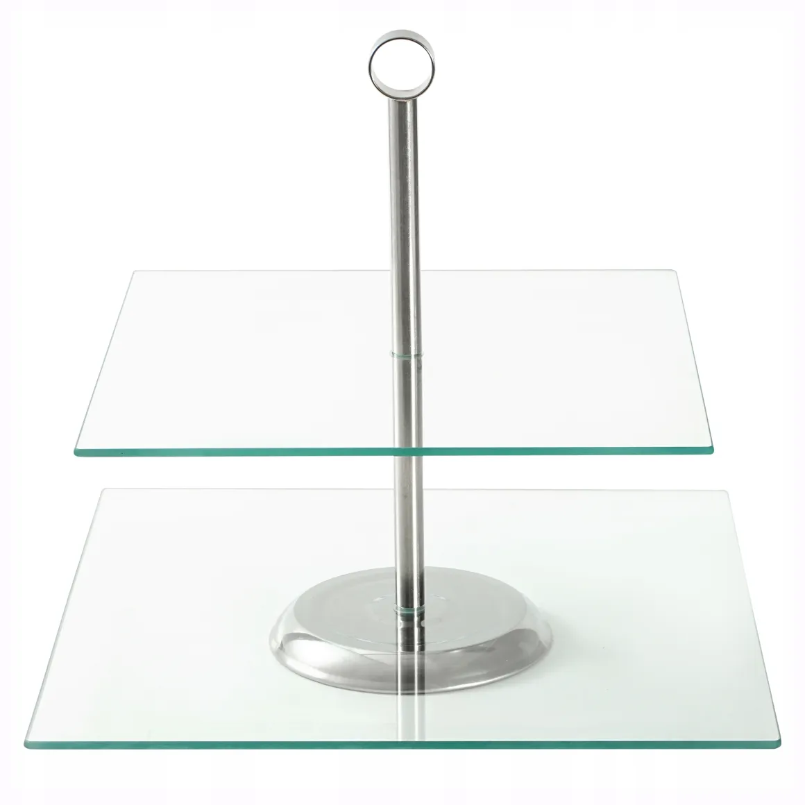 Patera kwadratowa szklana dwupoziomowa na ciastka torty 21/25 cm Kamille