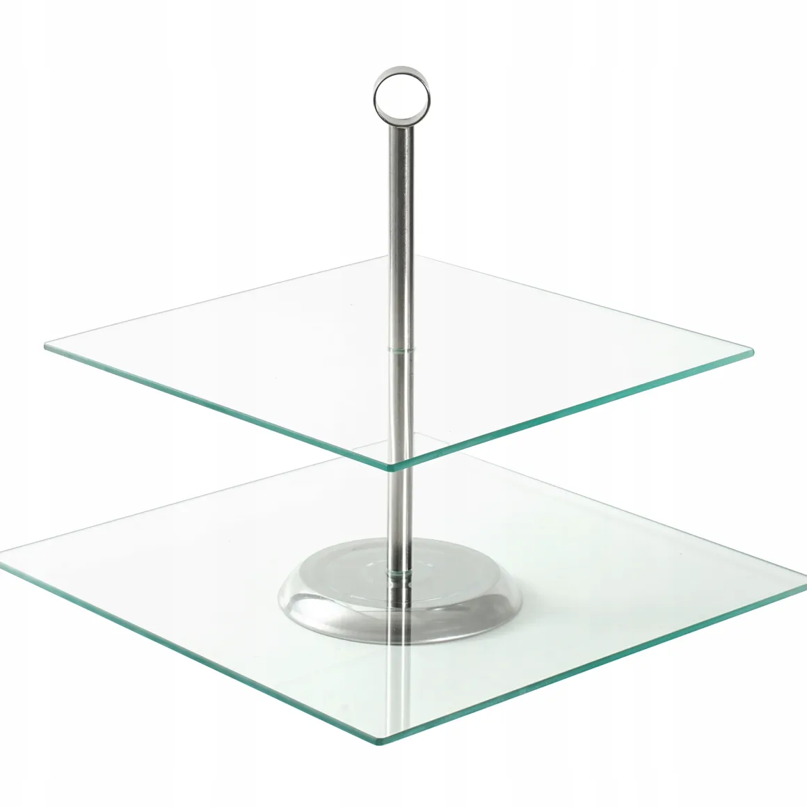 Patera kwadratowa szklana dwupoziomowa na ciastka torty 21/25 cm Kamille