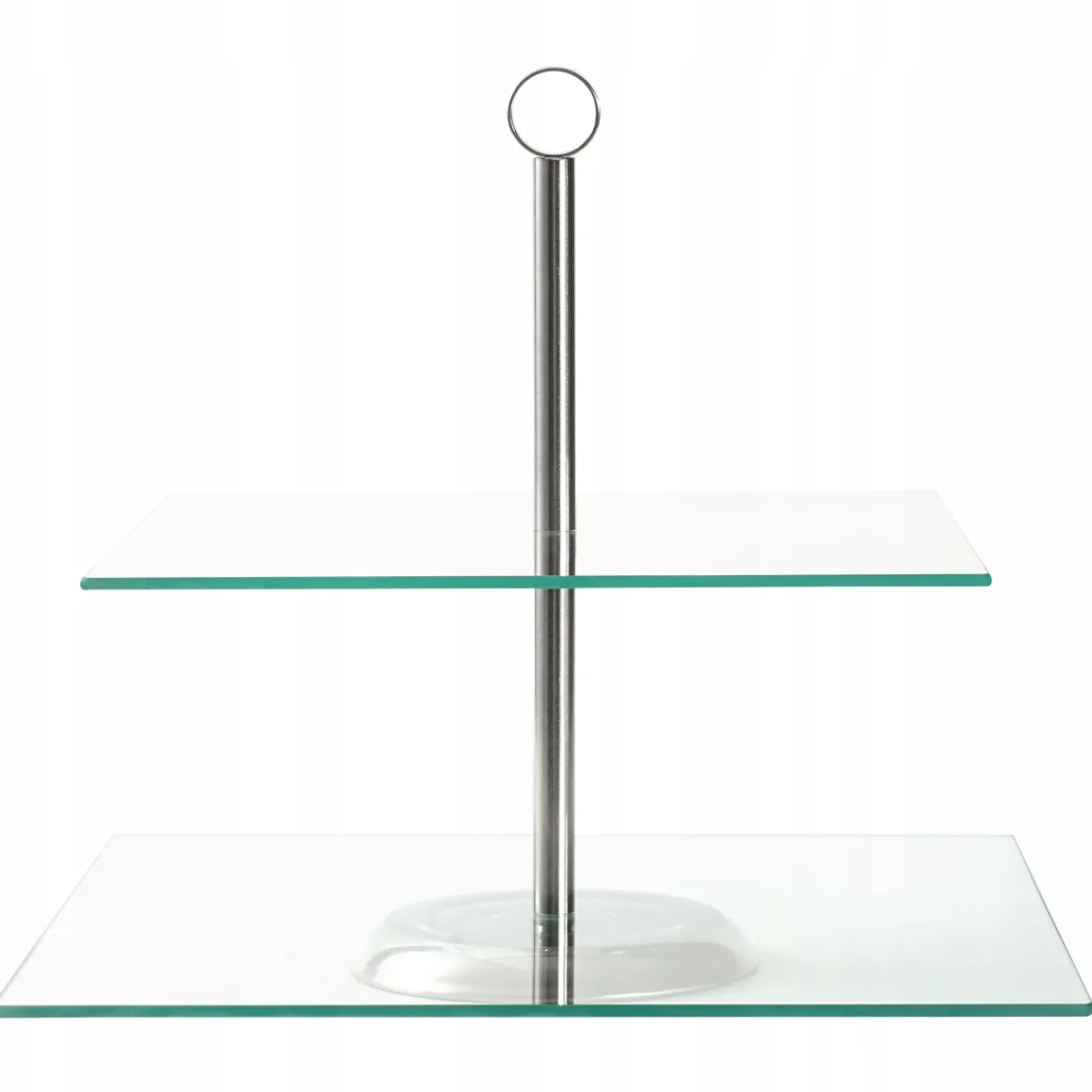 Patera kwadratowa szklana dwupoziomowa na ciastka torty 21/25 cm Kamille