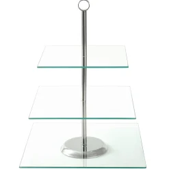 Patera kwadratowa szklana trzypoziomowa talerz na ciastka torty 21/25/30 cm Kamille