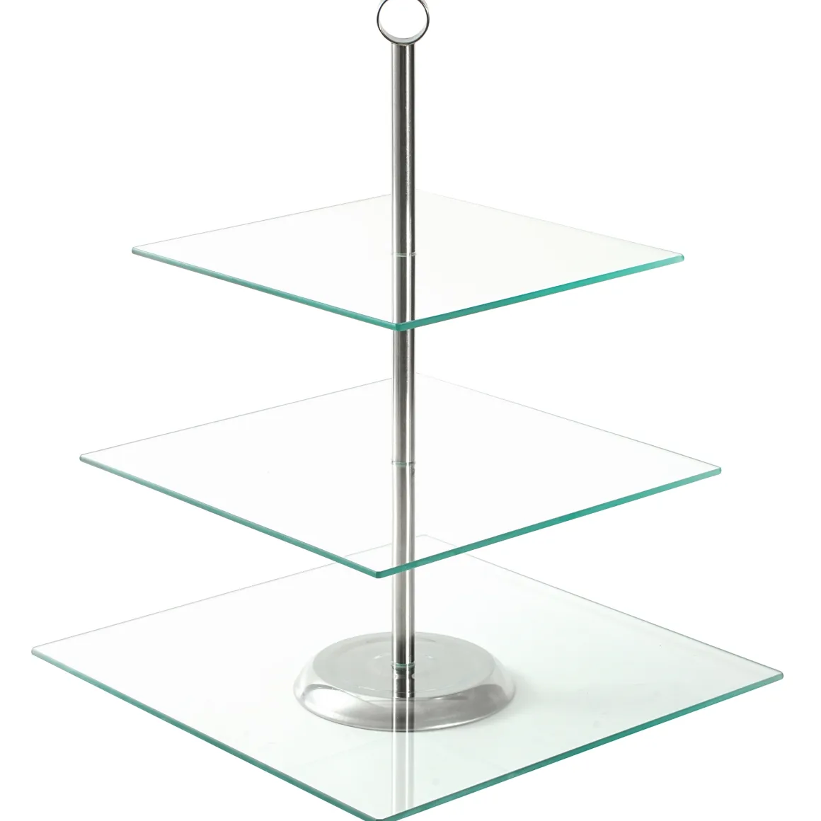 Patera kwadratowa szklana trzypoziomowa talerz na ciastka torty 21/25/30 cm Kamille
