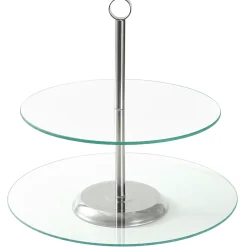 Patera talerz szklana dwupoziomowa na ciastka torty 21/25 cm Kamille