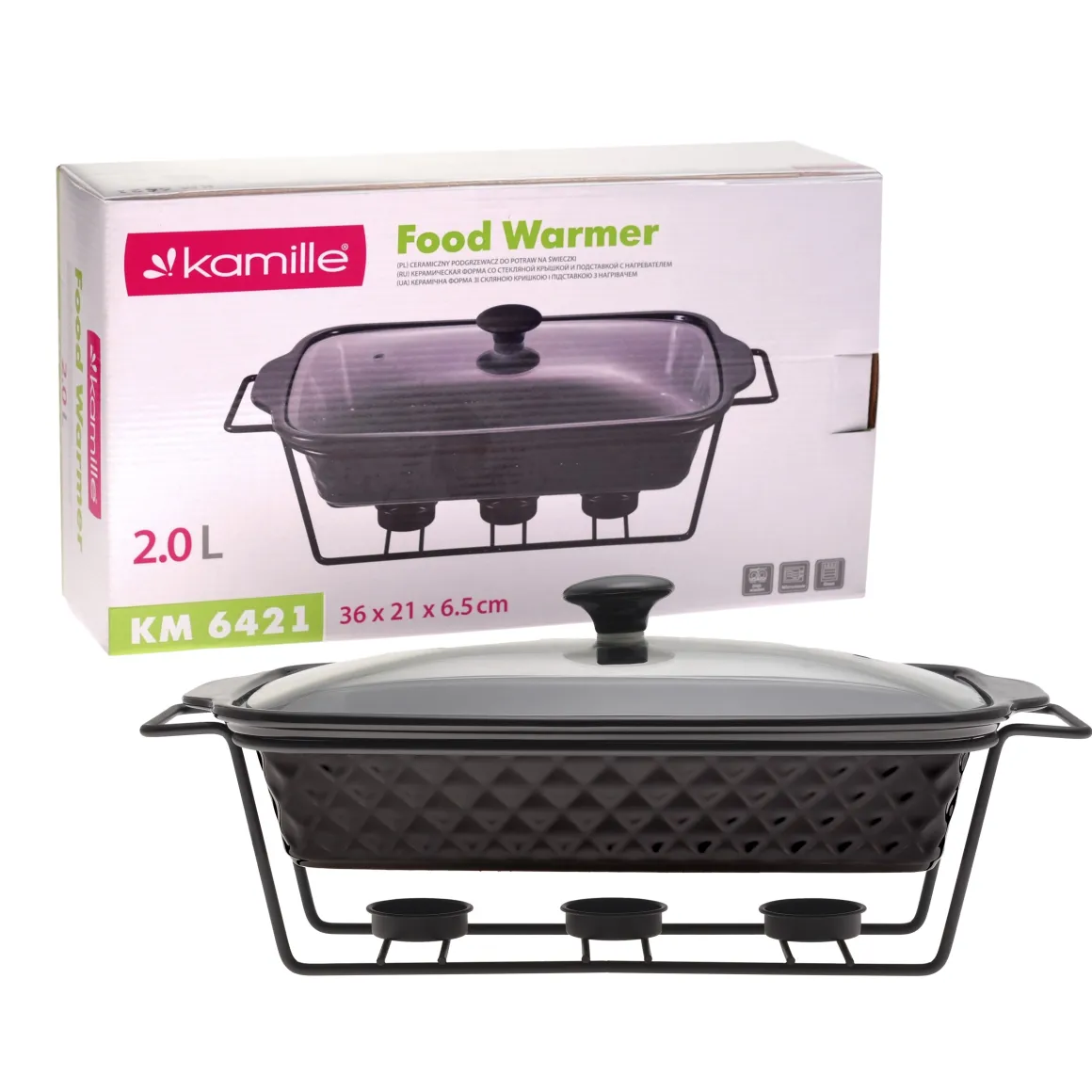 Podgrzewacz, forma naczynie ceramiczne z podgrzewaczem 2l
