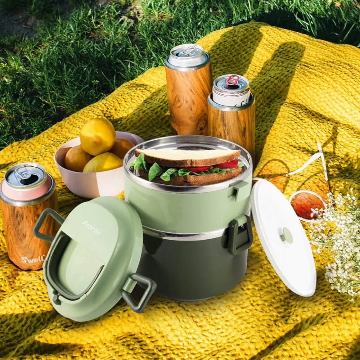 Pojemnik obiadowy, lunchbox, menażka dwukomorowy 1,7L