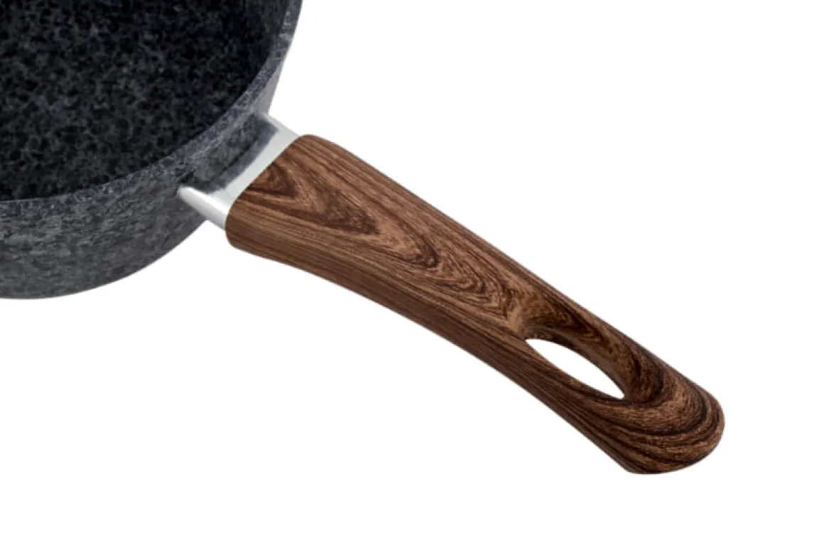 Rondel garnek granitowy 1,2L 16cm imitacja drewna