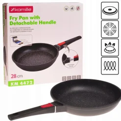 Solidna patelnia marmurowa z odpinaną rączką 28cm