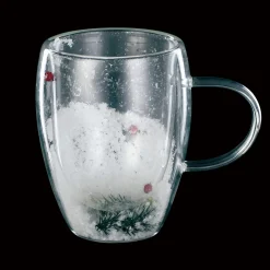 Solidna szklanka z podwójnego szkła do kawy herbaty zimowy wzór 350ml