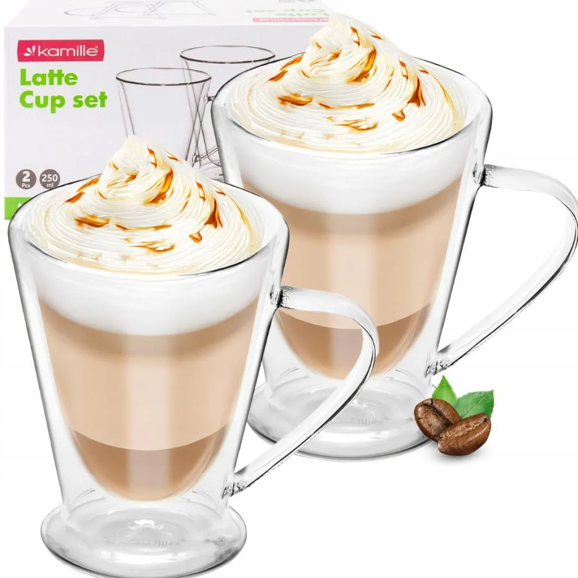 Solidny komplet zestaw szklanek z podwójnego szkła do latte herbaty 2szt.