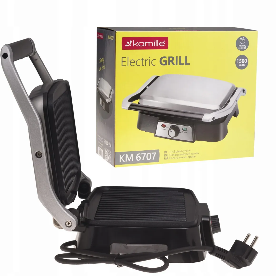 Solidny rozkładany grill elektryczny, opiekacz 1500W