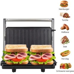 Solidny rozkładany grill elektryczny, opiekacz do kanapek tortilli 900W