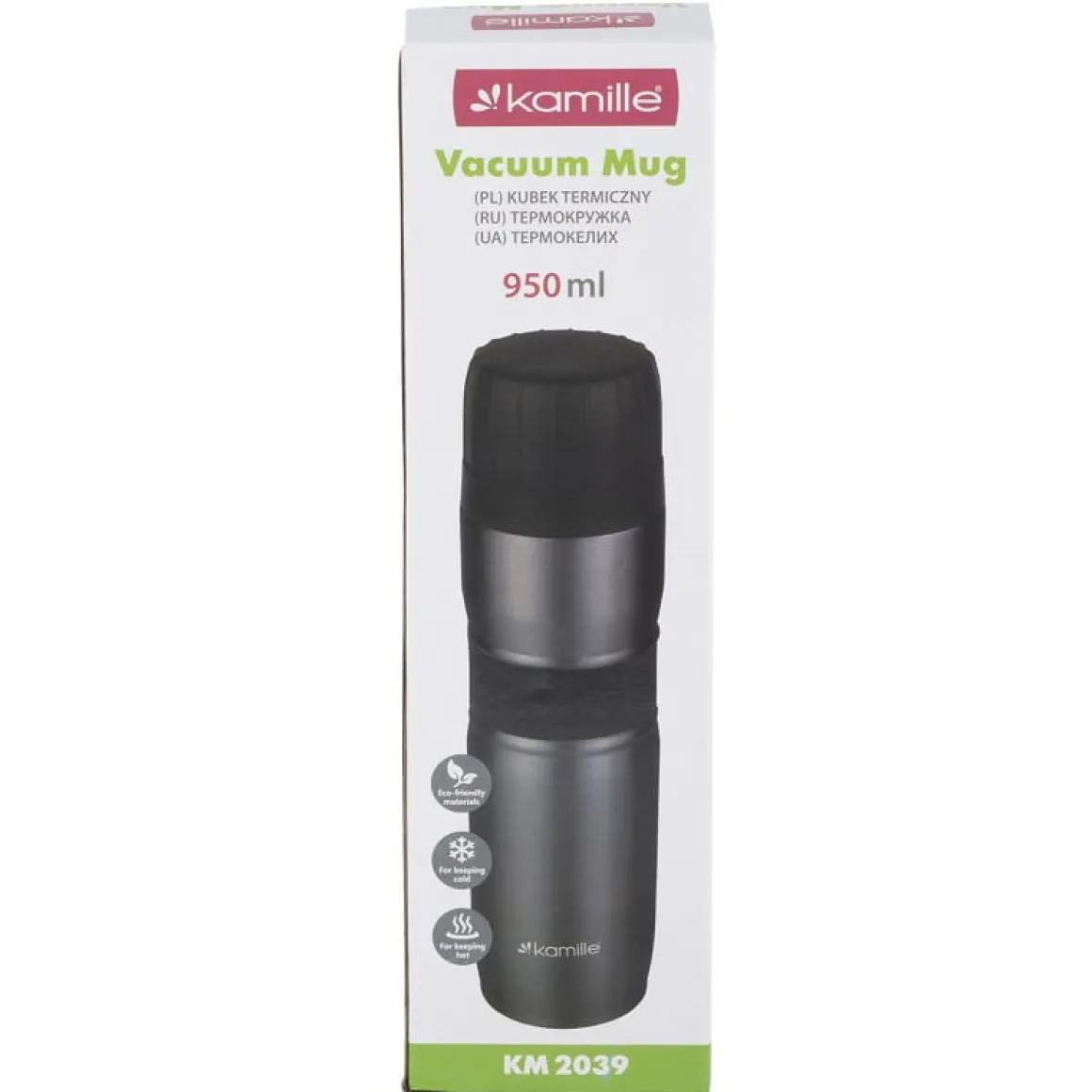 Stalowy termos, kubek termiczny z antypoślizgowym uchwytem 950ml