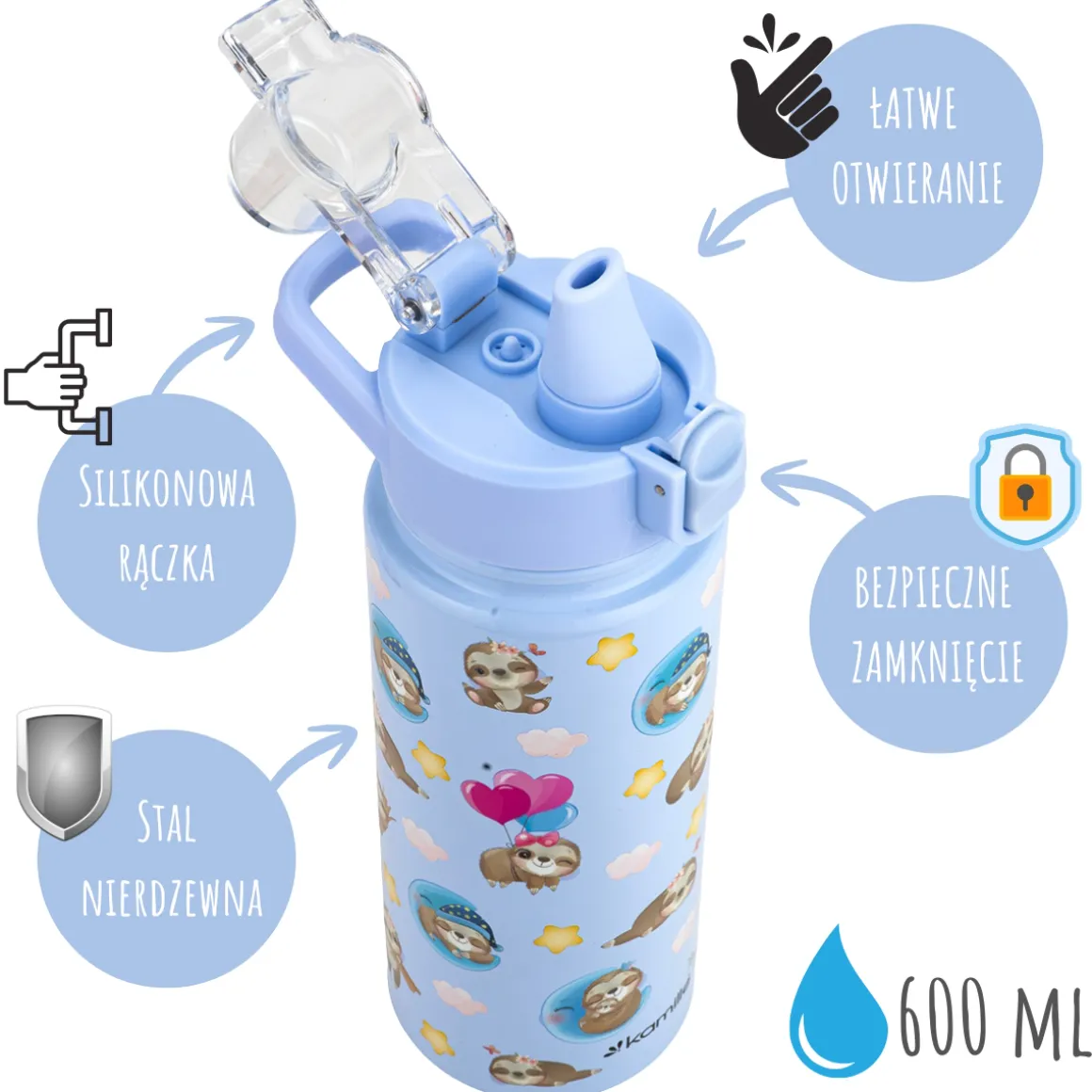 Szczelny kubek termiczny termos bidon dziecięcy, dla dziecka 600ml