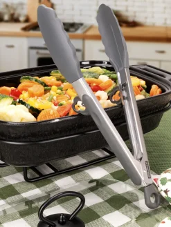 Szczypce silikonowe do sałatek mięsa z blokadą i nóżkami 30,5cm