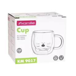 Szklanka filiżanka do kawy herbaty z podwójnego szkła 250ml