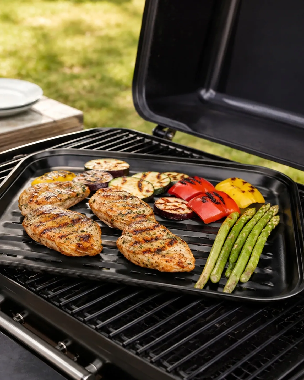 Taca perforowana do grillowania mięsa warzyw kiełbas non-stick Kamille
