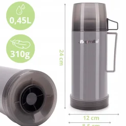 TERMOS BIDON BUTELKA KUBEK TERMICZNY SZKLANY WKŁAD 450 ml KAMILLE