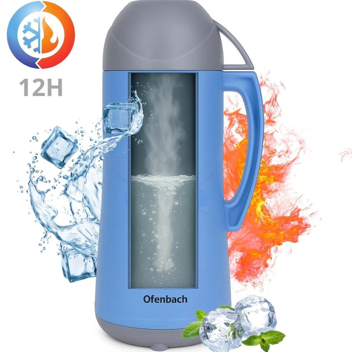 Termos bidon turystyczny z kubeczkiem i szklanym wkładem 450ml
