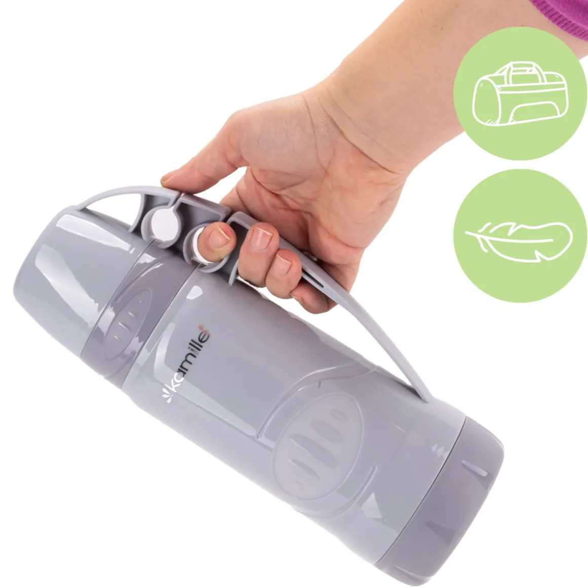 Termos ze szklanym wkładem, uchwytem i kubeczkami 600ml