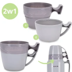 Termos ze szklanym wkładem, uchwytem i kubeczkami 1,8L