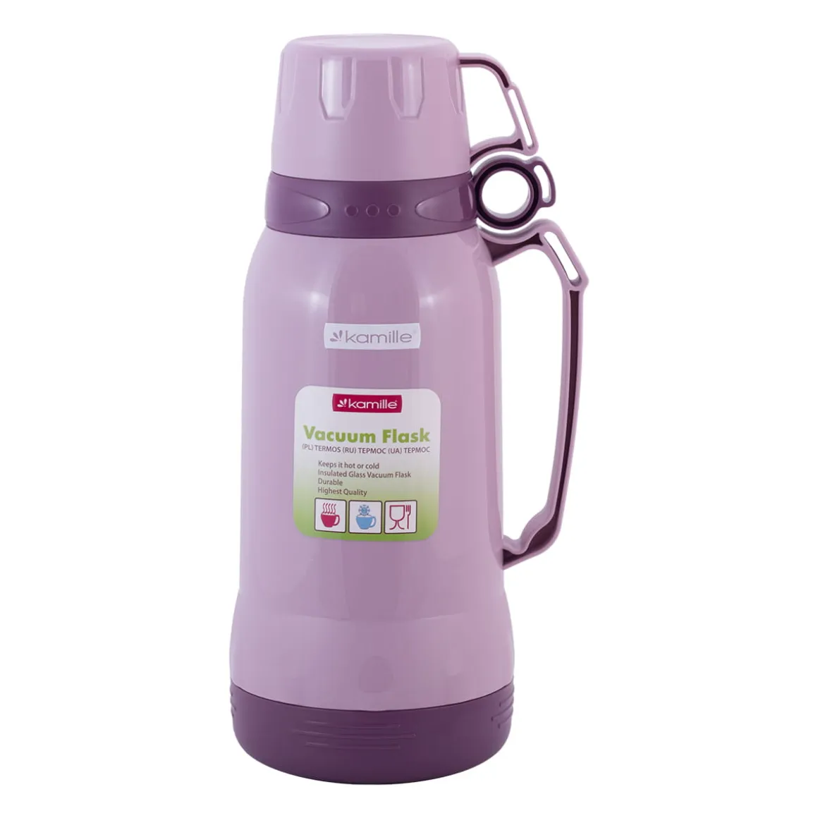 Termos ze szklanym wkładem, uchwytem i kubeczkami 1,8L