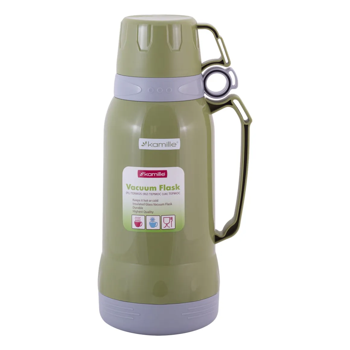 Termos ze szklanym wkładem, uchwytem i kubeczkami 1,8L