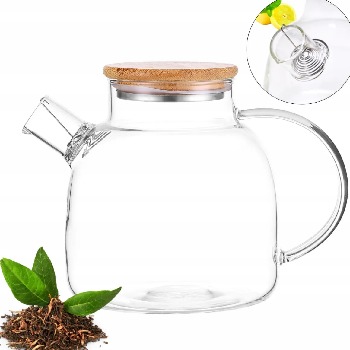 Uniwersalny szklany dzbanek do napojów z pokrywką 1,5L