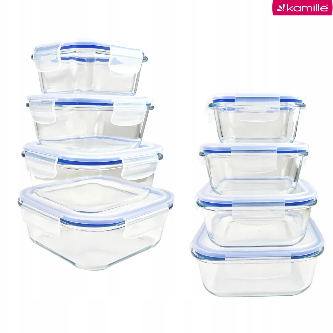 4 x lunchbox szklane pojemniki na żywność żaroodporne zestaw Kamille