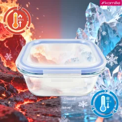 4 x lunchbox szklane pojemniki na żywność żaroodporne zestaw Kamille
