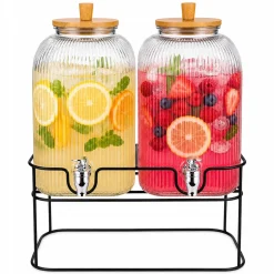 2 x słoik z kranikiem 5 l + stojak słój szklany dzbanek na lemoniadę Kamille