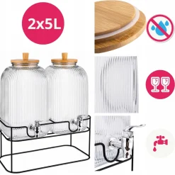 2 x słoik z kranikiem 5 l + stojak słój szklany dzbanek na lemoniadę Kamille