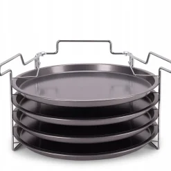 ZESTAW 4 BLACH FORM DO PIZZY ZE STOJAKIEM FORMA DO PIZZY 30 cm KAMILLE