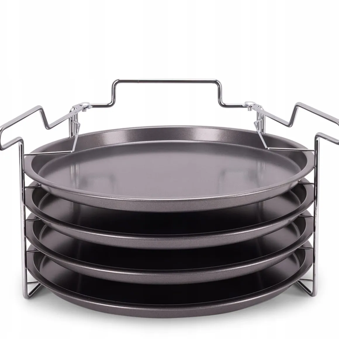 ZESTAW 4 BLACH FORM DO PIZZY ZE STOJAKIEM FORMA DO PIZZY 30 cm KAMILLE