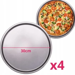 ZESTAW 4 BLACH FORM DO PIZZY ZE STOJAKIEM FORMA DO PIZZY 30 cm KAMILLE