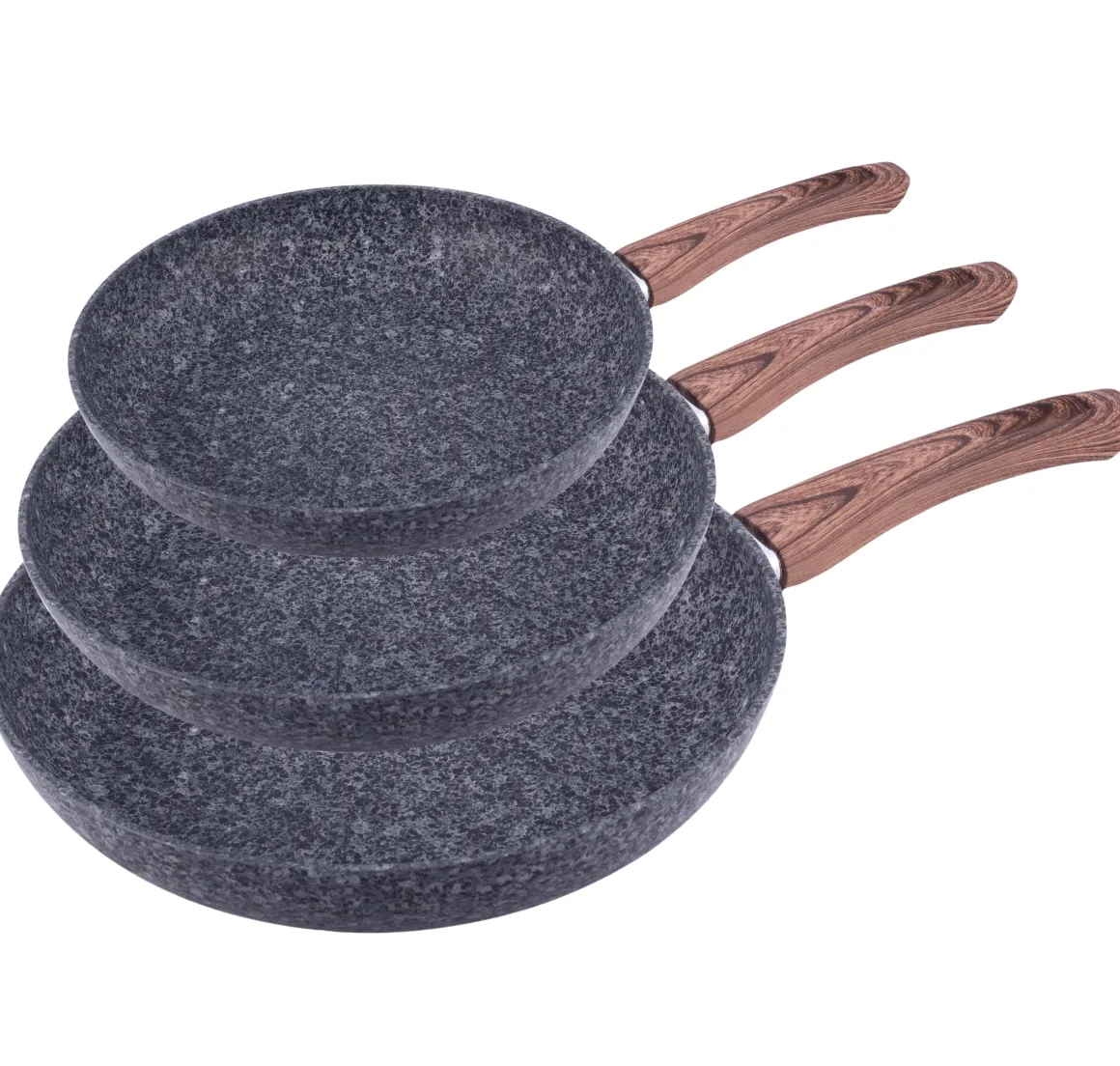 Zestaw komplet patelni granitowych imitacja drewna 20/24/28cm