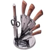 Zestaw noży w stojaku + nożyczki,ostrzałka stal 8el.