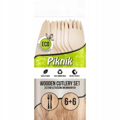 Zestaw Sztućców drewnianych ECO na 6 osób PIKNIK